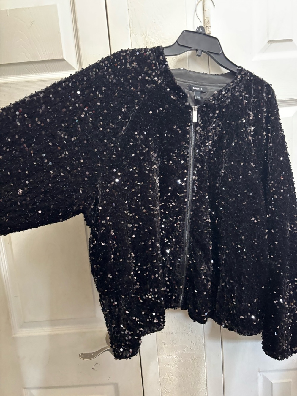 torrid Black Sequin Bomber Jacket
